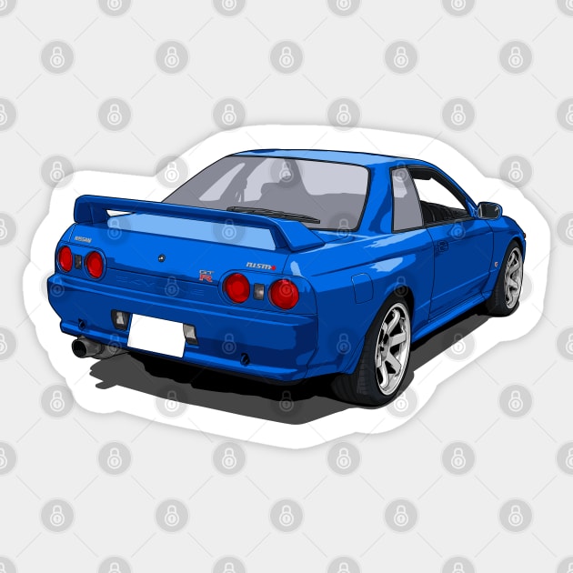 Nissan Skyline R32 GTR blue Sticker by ArtyMotive